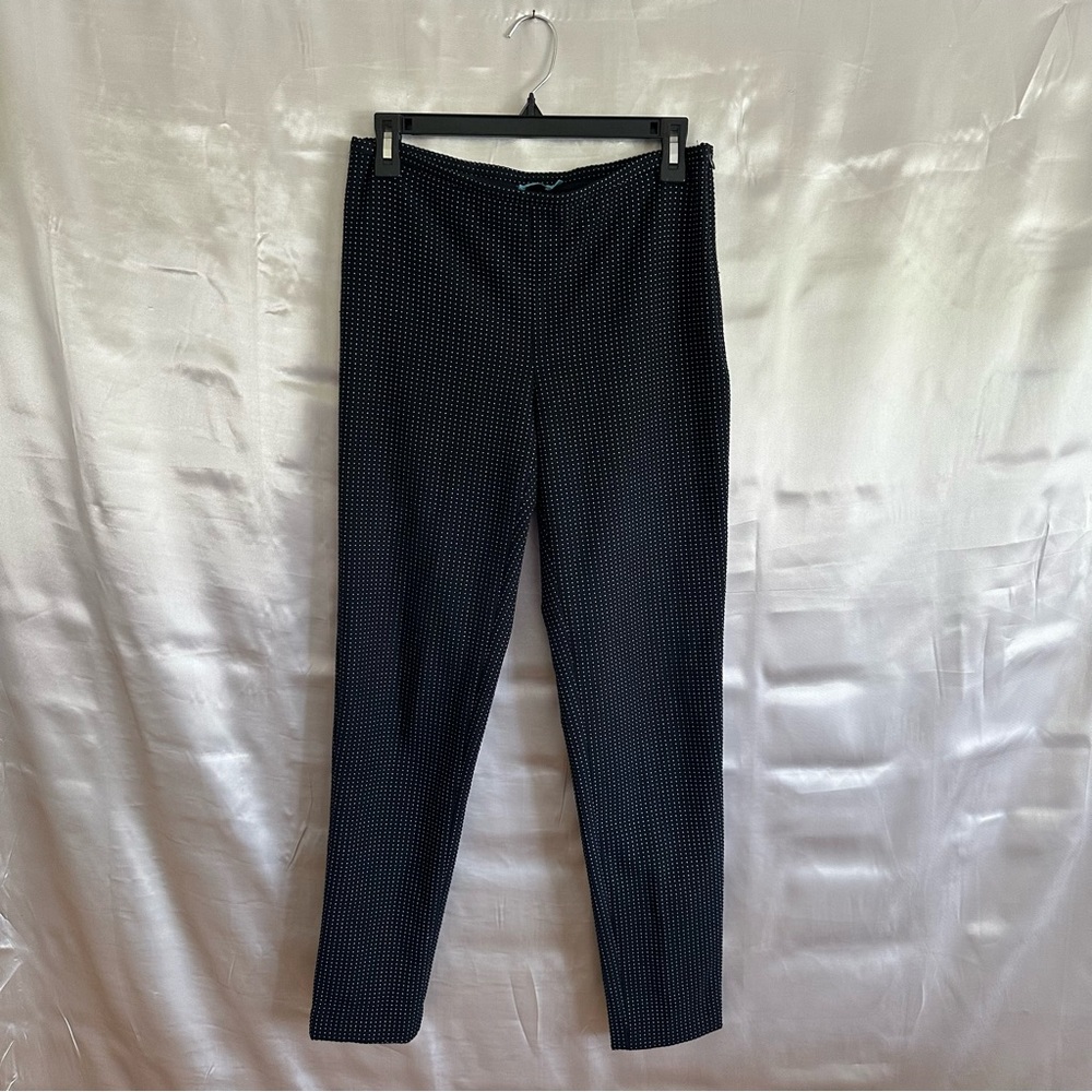J. MCLAUGHLIN Black Textured White Micro-Dot Knit Ankle Pants Size 4
